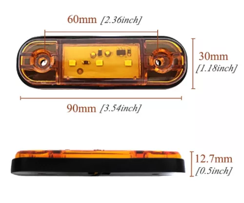 25064 3LED-es szélességjelző - 12-24V W16392-3W fehér-sárga-piros