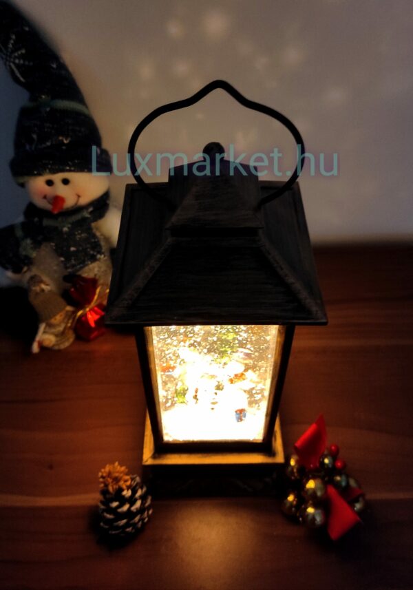 Karácsonyi világító zenélő hóesést imitáló LED lámpás 28 cm hóemberek motívummal - Image 4