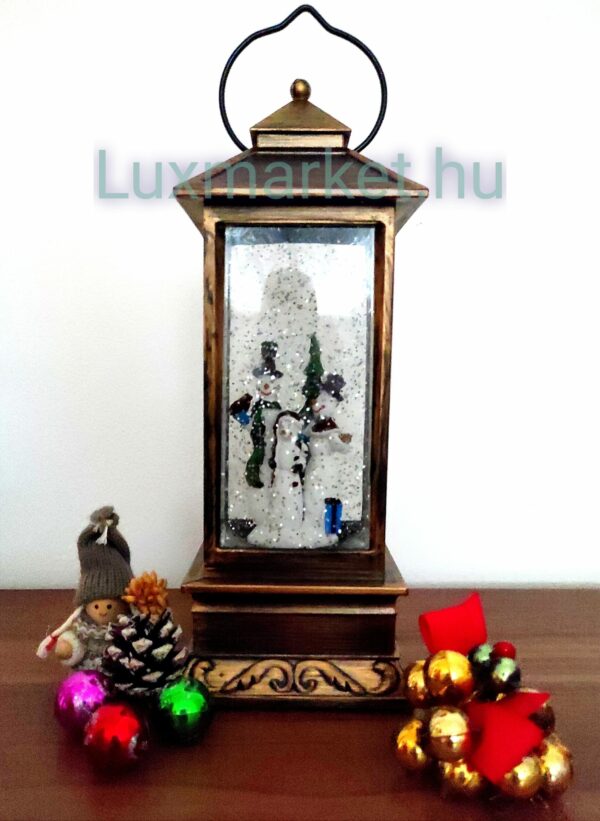 Karácsonyi világító zenélő hóesést imitáló LED lámpás 28 cm hóemberek motívummal - Image 5