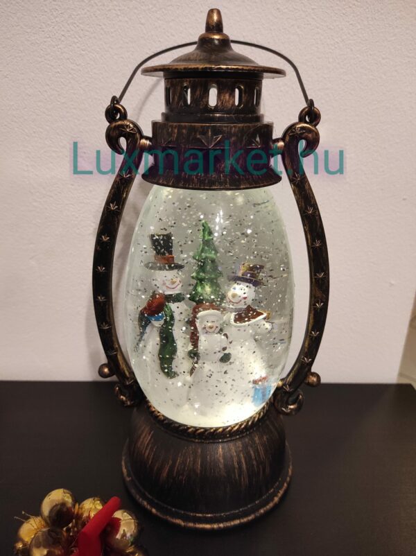 Karácsonyi LED lámpás zenél világít hóesést imitál 27 cm hóemberek motívummal - Image 3