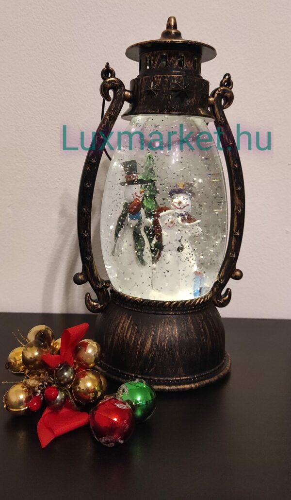 Karácsonyi LED lámpás zenél világít hóesést imitál 27 cm hóemberek motívummal - Image 7