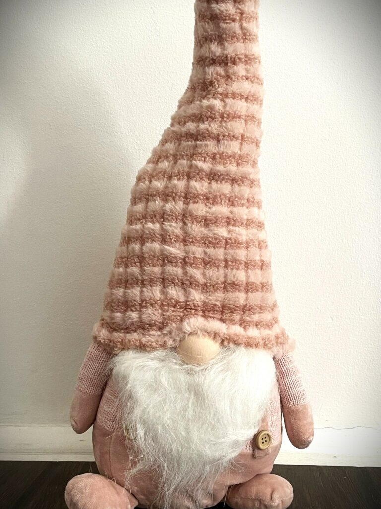 Karácsonyi prémium minőségű manó figura rózsaszín fehér 60 cm